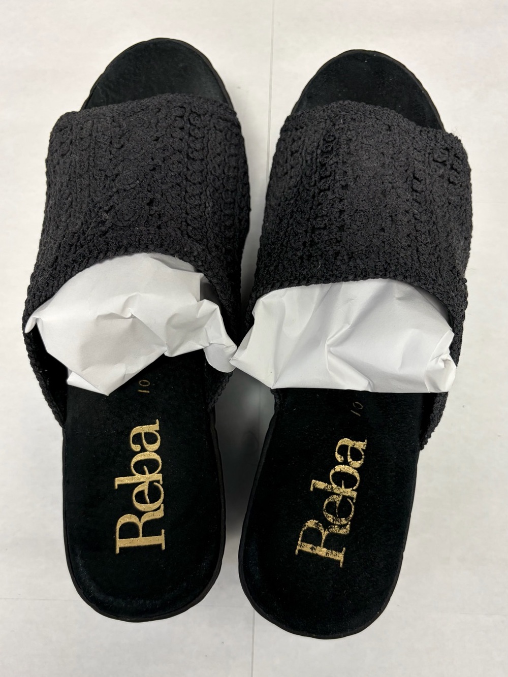 Reba Black Woven Platform Slide Mules - Picture 3 of 6